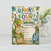 Invitation d'anniversaire Dino-Mite 4 ans (Debout devant)
