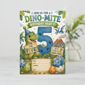 Invitation d'anniversaire Dino-Mite 5 ans (Debout devant)
