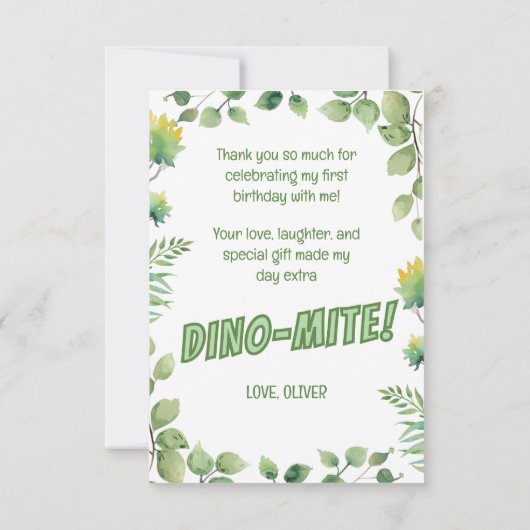 Invitation d'anniversaire Dino-Mite pour le 1er an (Dos)