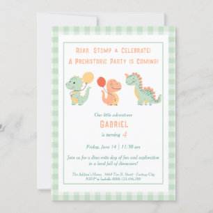 Invitation d'anniversaire Dino-Mite – Rugir, piéti