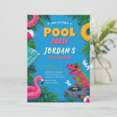 Invitation d'anniversaire Dino Pool Party (Debout devant)