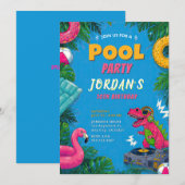 Invitation d'anniversaire Dino Pool Party (Devant / Derrière)