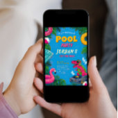 Invitation d'anniversaire Dino Pool Party