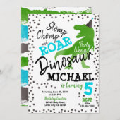 Invitation d'anniversaire Dinosaur Boy (Devant / Derrière)