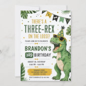 Invitation d'anniversaire Dinosaur Three Rex 3 ans (Devant)