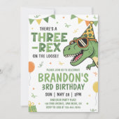 Invitation d'anniversaire Dinosaur Three Rex 3 ans (Devant)