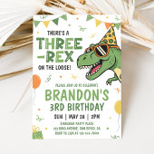 Invitation d'anniversaire Dinosaur Three Rex 3 ans