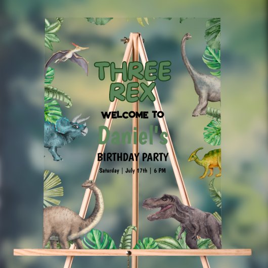 Invitation d'anniversaire Dinosaur Three rex Fête  (Neutre)