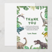 Invitation d'anniversaire Dinosaur Three rex T Rex (Devant / Derrière)