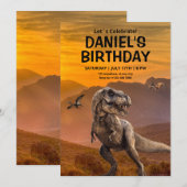 Invitation d'anniversaire dinosaure, Anniversaire (Devant / Derrière)