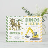 Invitation d'anniversaire dinosaure et constructio (Debout devant)