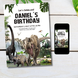 Invitation d'anniversaire dinosaure Fête d'anniver