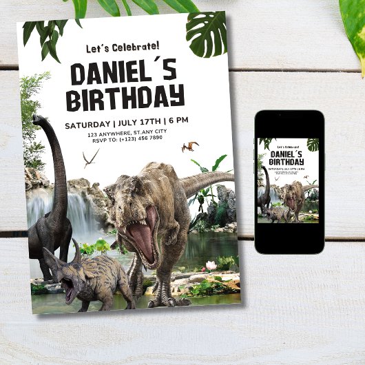 Invitation d'anniversaire dinosaure Fête d'anniver