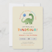Invitation d'anniversaire dinosaure, Fête modifiab (Devant)