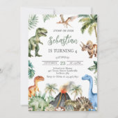 Invitation d'anniversaire dinosaure, modèle modifi (Devant)