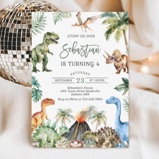 Invitation d'anniversaire dinosaure, modèle modifi