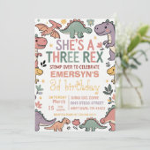 Invitation d'anniversaire dinosaure pastel (Debout devant)