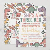 Invitation d'anniversaire dinosaure pastel (Devant / Derrière)