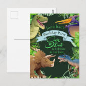 Invitation d'anniversaire dinosaure pour enfants (Devant / Derrière)