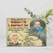 Invitation d'anniversaire dinosaure pour jumeaux, (Debout devant)