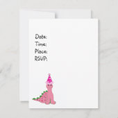 Invitation d'anniversaire dinosaure rose pour fill (Dos)