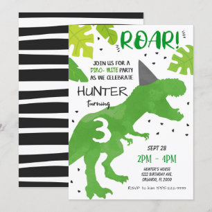 Invitation d'anniversaire dinosaure vert