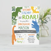Invitation d'anniversaire Dinosaures Colorés (Debout devant)