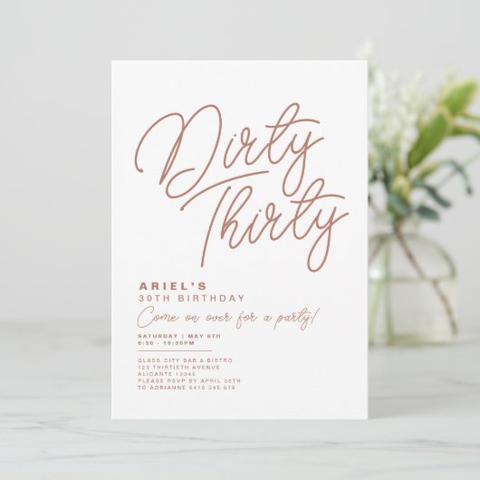 Invitation d'anniversaire Dirty Thirty simple et m (Debout devant)