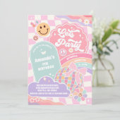 Invitation d'anniversaire disco arc-en-ciel nuage  (Debout devant)