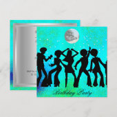 Invitation d'anniversaire disco danse sarcelle (Devant / Derrière)