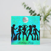 Invitation d'anniversaire disco danse sarcelle (Debout devant)