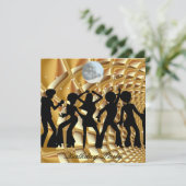 Invitation d'anniversaire disco de danse en or (Debout devant)