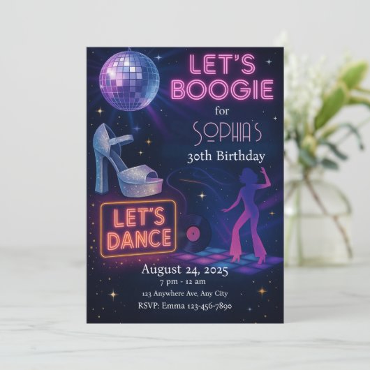 Invitation d'anniversaire Disco, Fête Boogie Edita (Debout devant)