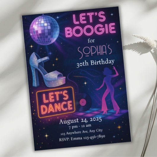 Invitation d'anniversaire Disco, Fête Boogie Edita