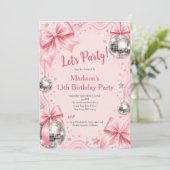 Invitation d'anniversaire disco fille rose Coquett (Debout devant)