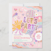 Invitation d'anniversaire disco soleil arc-en-ciel (Devant)