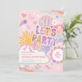 Invitation d'anniversaire disco soleil arc-en-ciel (Debout devant)