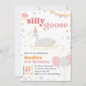 Invitation d'anniversaire d'oie sotte Filles roses (Devant)