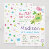 Invitation d'anniversaire d'oiseaux (Devant / Derrière)