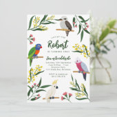 Invitation d'anniversaire d'oiseaux australiens (Debout devant)