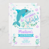 Invitation d'anniversaire Dolphin / Fête de la pis (Devant / Derrière)
