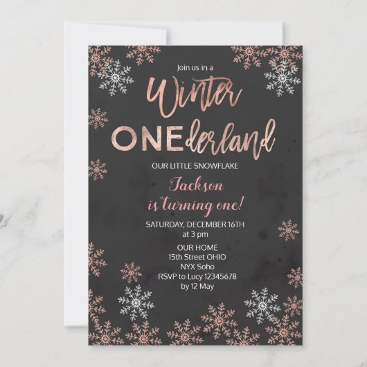 Invitation d'anniversaire d'Onederland d'hiver (Devant)