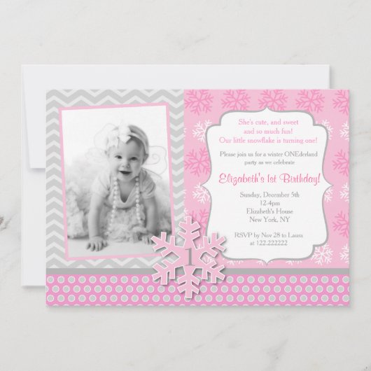 Invitation d'anniversaire d'Onederland d'hiver de (Devant)