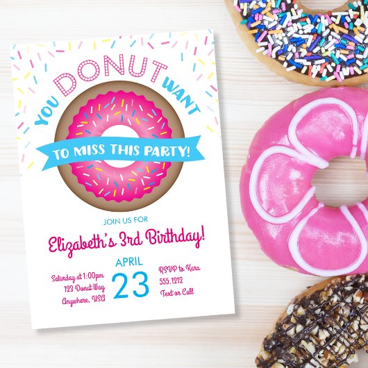 Invitation d'anniversaire Donut