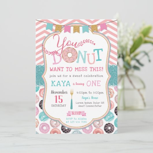 Invitation d'anniversaire Donut (Debout devant)