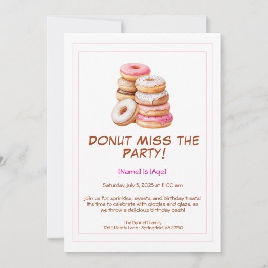 Invitation d'anniversaire Donut – Coloré et Amusan (Devant)