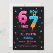 Invitation d'anniversaire Donut Six Sept Fille (Devant)