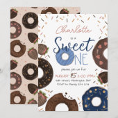 Invitation d'anniversaire Donut Sweet One (Devant / Derrière)