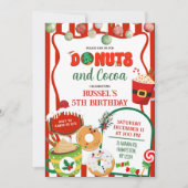 Invitation d'anniversaire Donuts et Cocoa verts et (Devant)