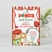 Invitation d'anniversaire Donuts et Cocoa verts et (Debout devant)